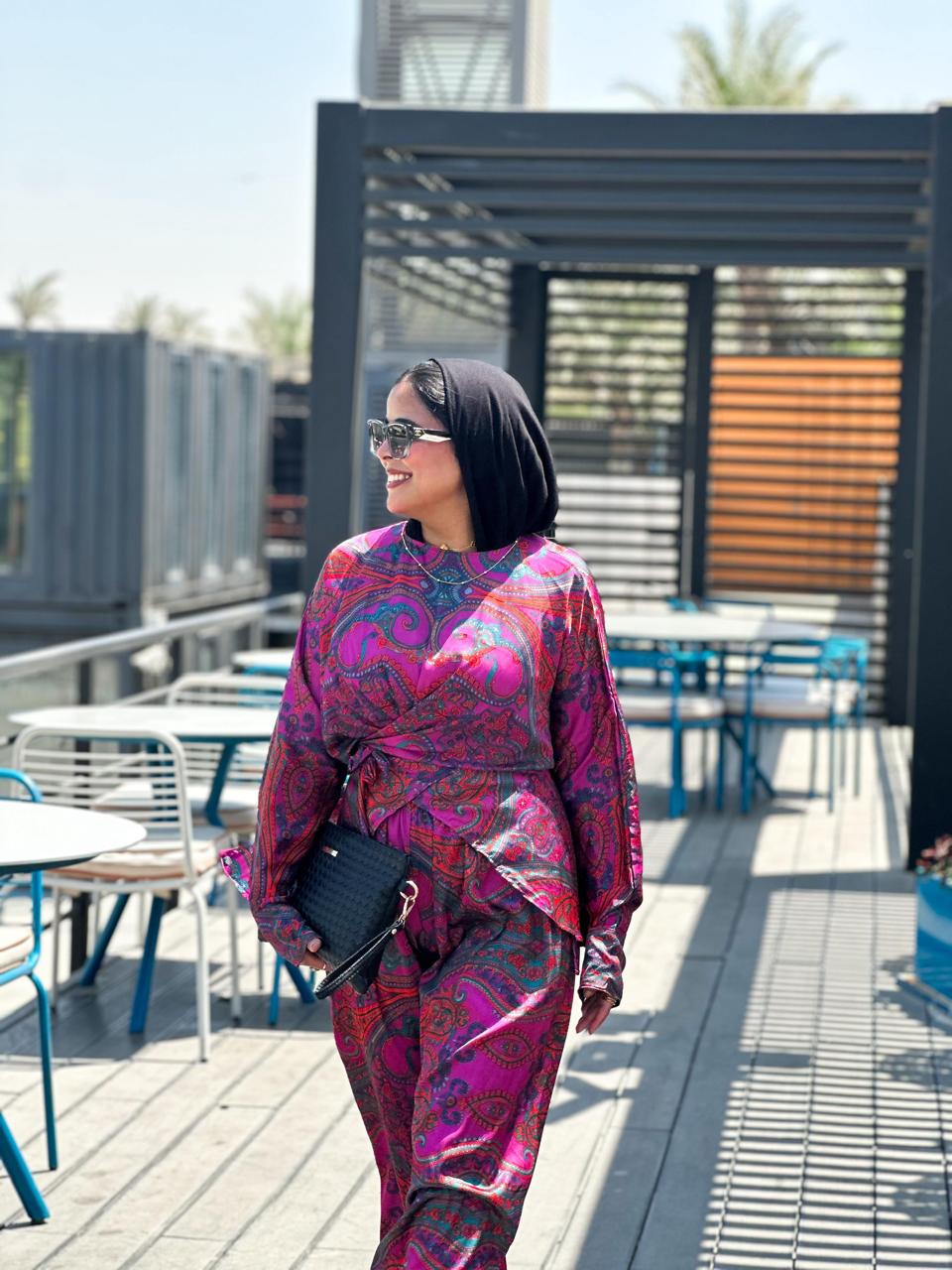 printed harir satin set