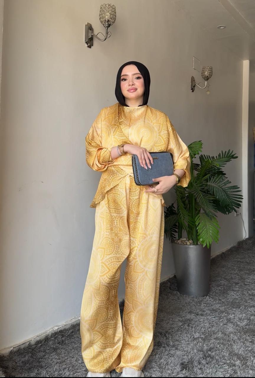 printed harir satin set